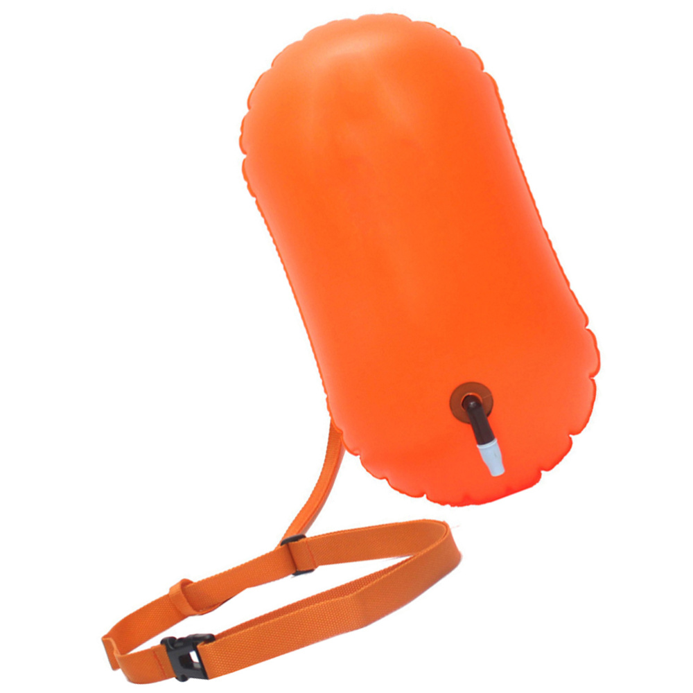 Ultralätt säkerhetsflytande torrväska uppblåsbar simboj i öppet vatten för simmare triathleter snorklare surfare (orange)