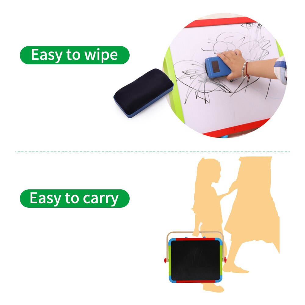 Double-Sided Chalkboard & Magnetic Dry Tabletop Wooden Easel Erase Board Foldable Standing Art Easel Perfect for Children