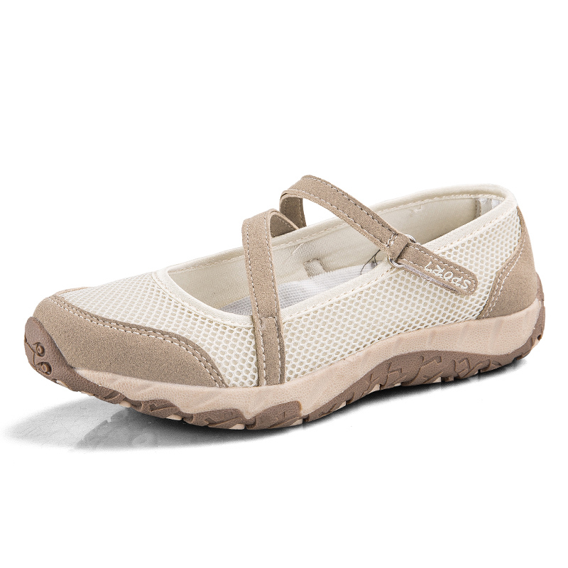 Zomer Schoenen Vrouwen Sneakers Ademend Mesh Sneakers Antislip Rubber Schoenen Moeder Flats Vrouwen Casual Sneakers Vrouwelijke Loafers: Beige / 4.5