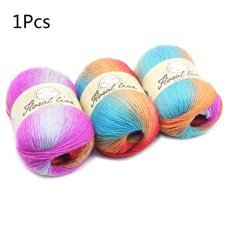 Soft Worsted Yarn Rainbow Gradient Colors DIY Baby Knitting Wool Shawl Scarf Crochet Thread Supplies: 17