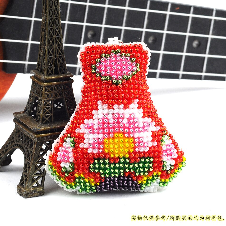 Key Chain Accessories Stamped Crafts DIY Printed Cross-Stitching-Kit Embroidery Stich-Bead Needlework Y101-102