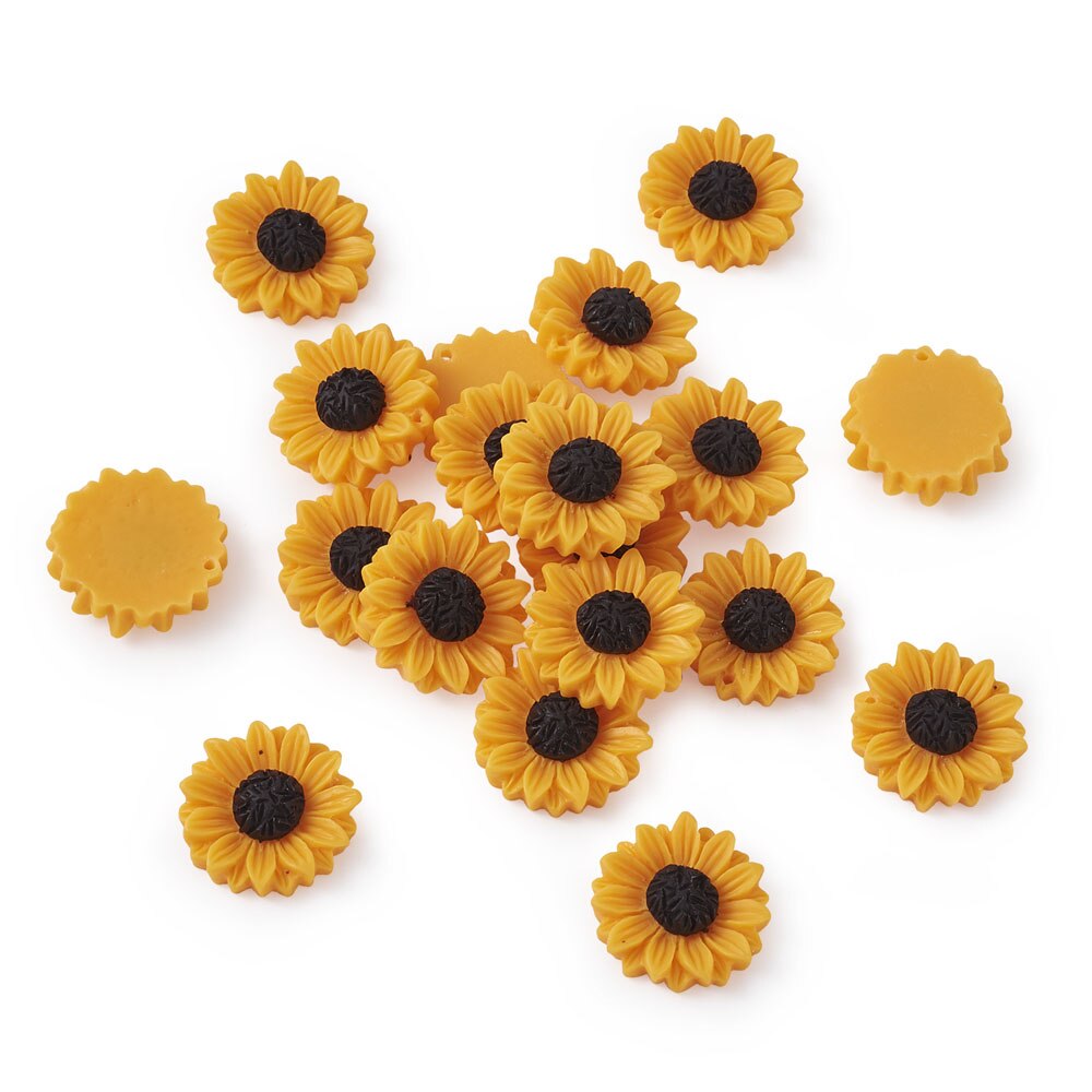 20pcs Orange Resin Sunflower Charms Pendants Flatback Cabochon Beads For DIY Earrings Key Chains Jewelry Accessories