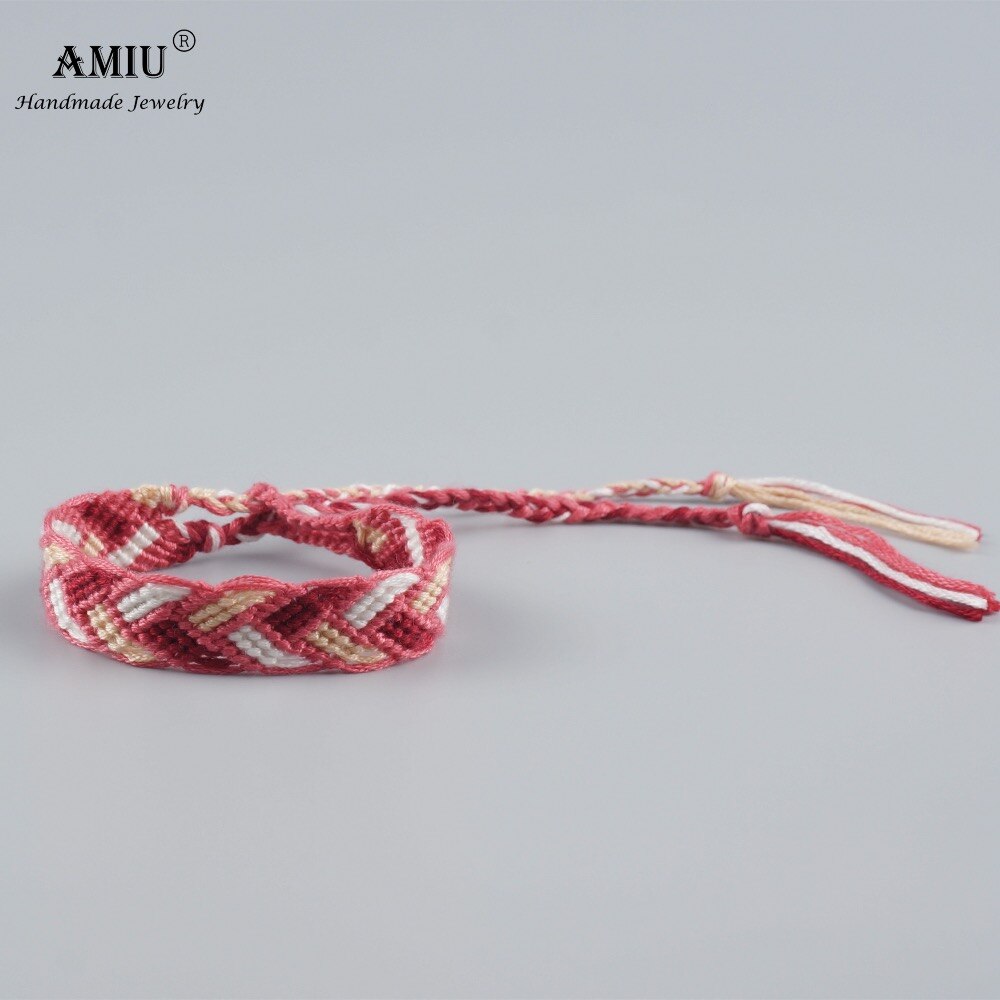 AMIU-Pulseras de la amistad de colores, brazalete de algodón tejido hecho a mano, pulsera de macramé, tobillera de estilo bohemio