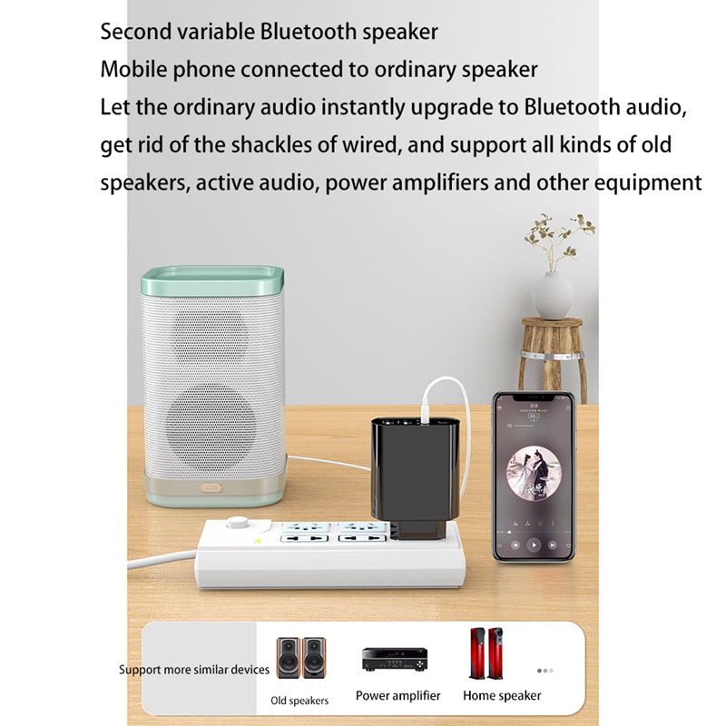 Bluetooth 5.0 Audio Receiver Transmitter Stereo Wireless Adapter TF/U Disk Play Dual USB Charger for TV IR APP EU Plug