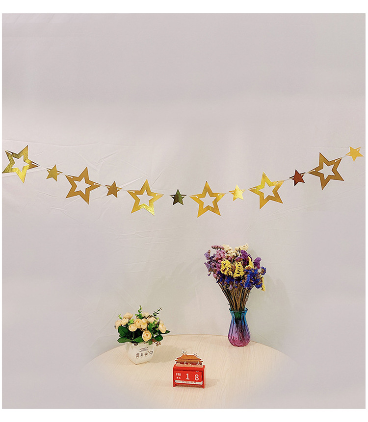 Glitter Stars Garland Banner Decoration Star Hanging Bunting Banner for Graduation Wedding Birthday Christmas Party Supplie