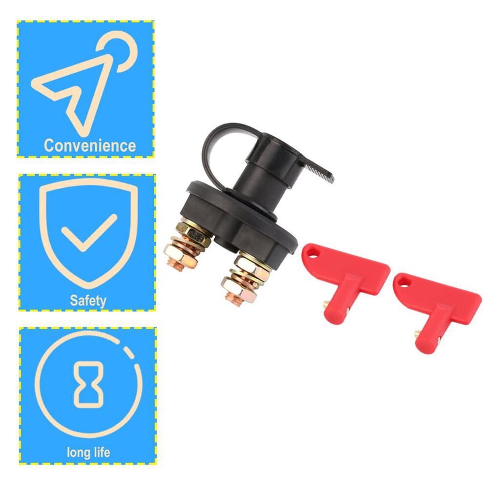 12-24v Car Battery Switch Power Isolator Cut Off Kill Switch + 2 Removable Keys For Marine ATV Truck Boat Car Disconnect