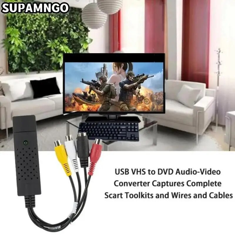 Usb 2.0 video-lydkonverter opptakskort lett lokk video-lydkonverter tv dvd vhs lydopptaksadapterkort tv video dvr