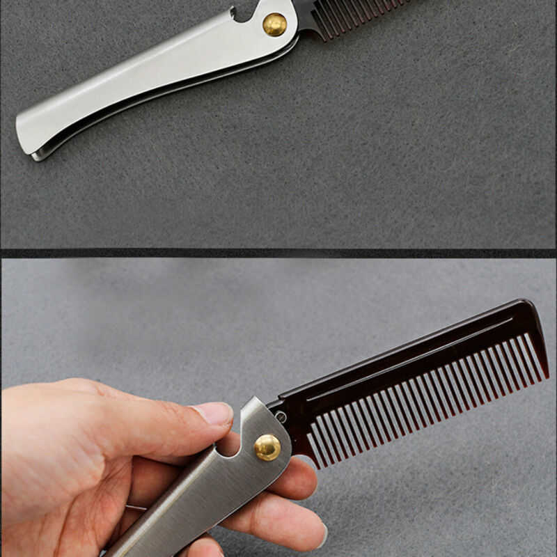 Bottle opener Round Folding Teeth Travel Beard Stainless Steel Comb