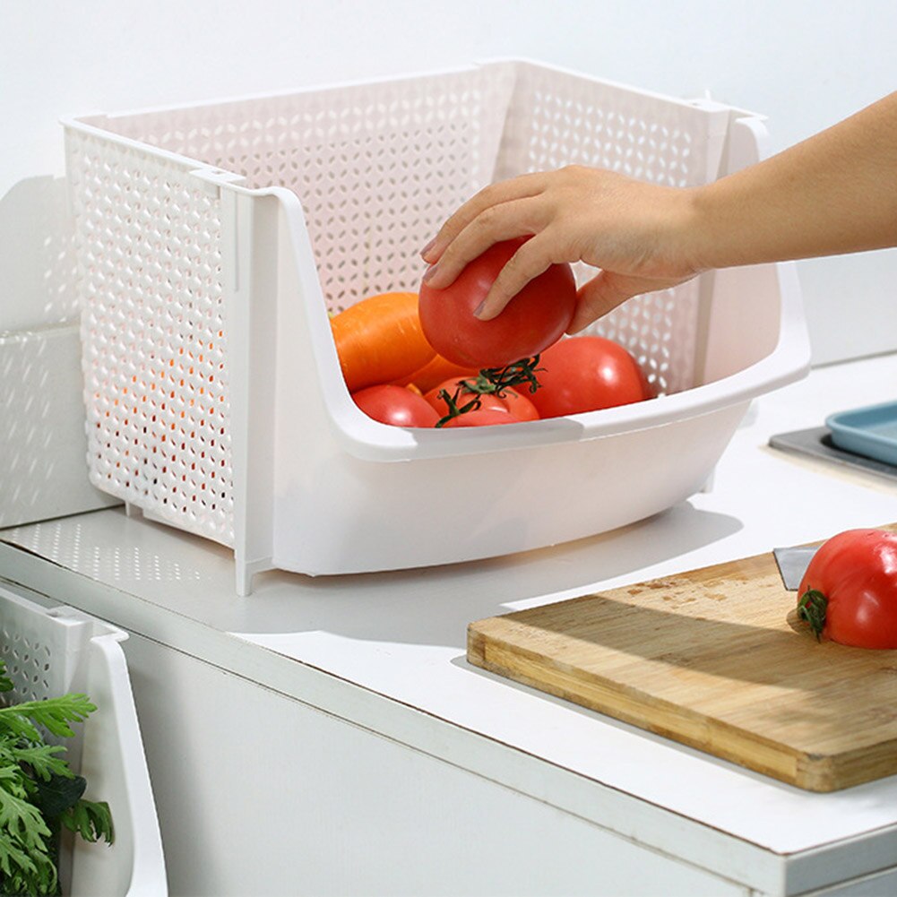 Multi-Layer Household Kitchen Storage Baskets Plastic Multifunctional Vegetable And Fruit Racks Can Be Stacked For Storage