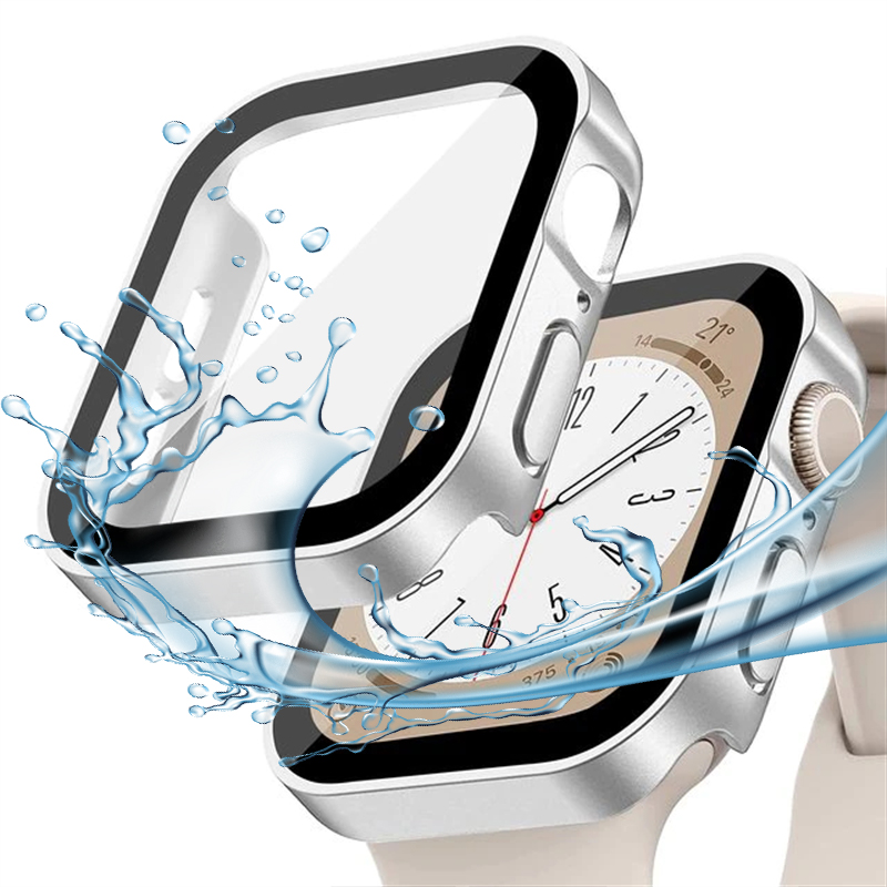 Gehard glazen behuizing voor Apple Watch 45 mm 41 mm 44 mm 40 mm Screenprotector Cover Waterdichte harde bumper iWatch-serie 4 5 SE 6 7 8: 27J # / 2-3.9 Inches