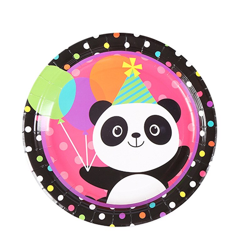 Lovely Panda Theme Kids Happy Birthday Party Decoration Paper Plate Napkin Cup Straw Disposable Tableware Baby Shower Supplies