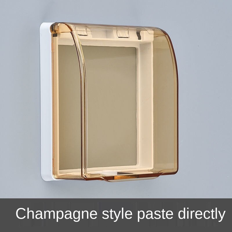 Double Socket Waterproof Box Bathroom Toilet Two Position Switch Protective Cover Safety Anti Mistouch Switch Plate Covers Paste: tea