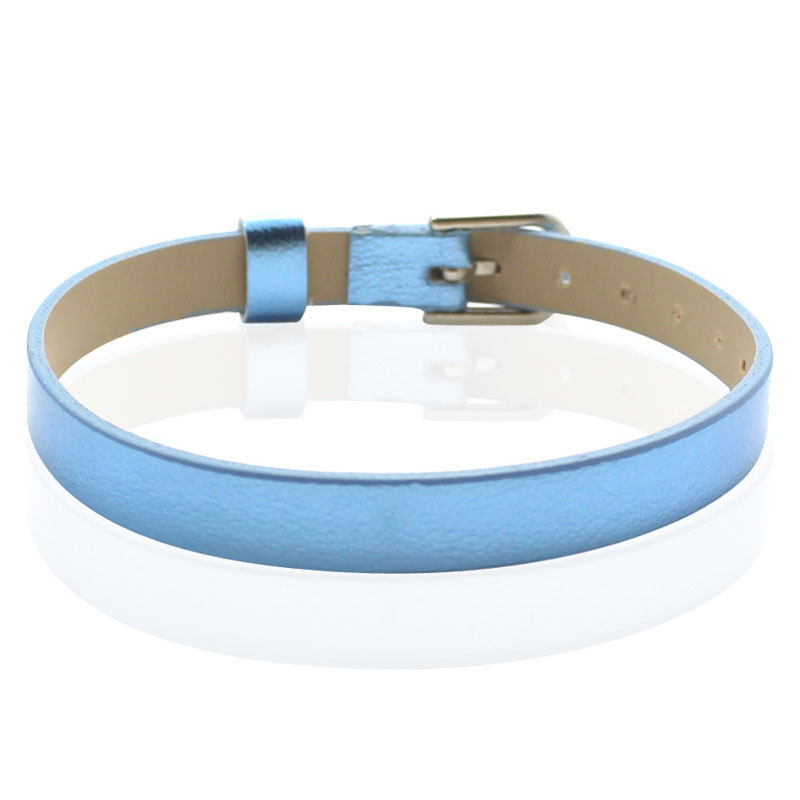 , 8 MM Metallic Oppervlak Polsband Armbanden (50 stuks/partij) DIY Accessoire Fit Slide Letters, Slide Charms, kralen: blue