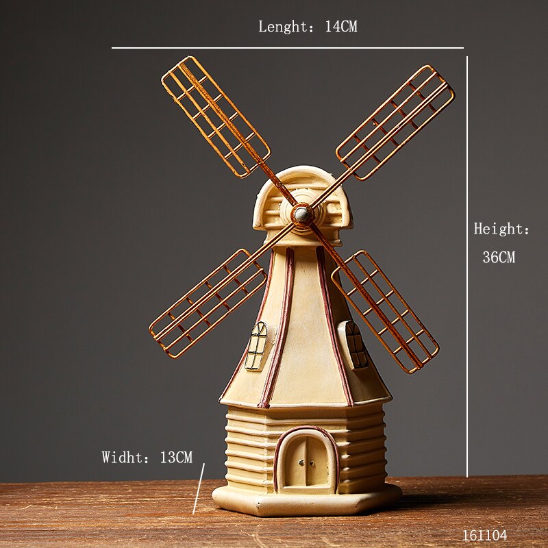 Antique Home Decor Retro Resin Musical Instrument Model Nostalgia Ornament Crafts Antique Musical Instrument Figurines Souvenirs: Windmill Piggy Bank