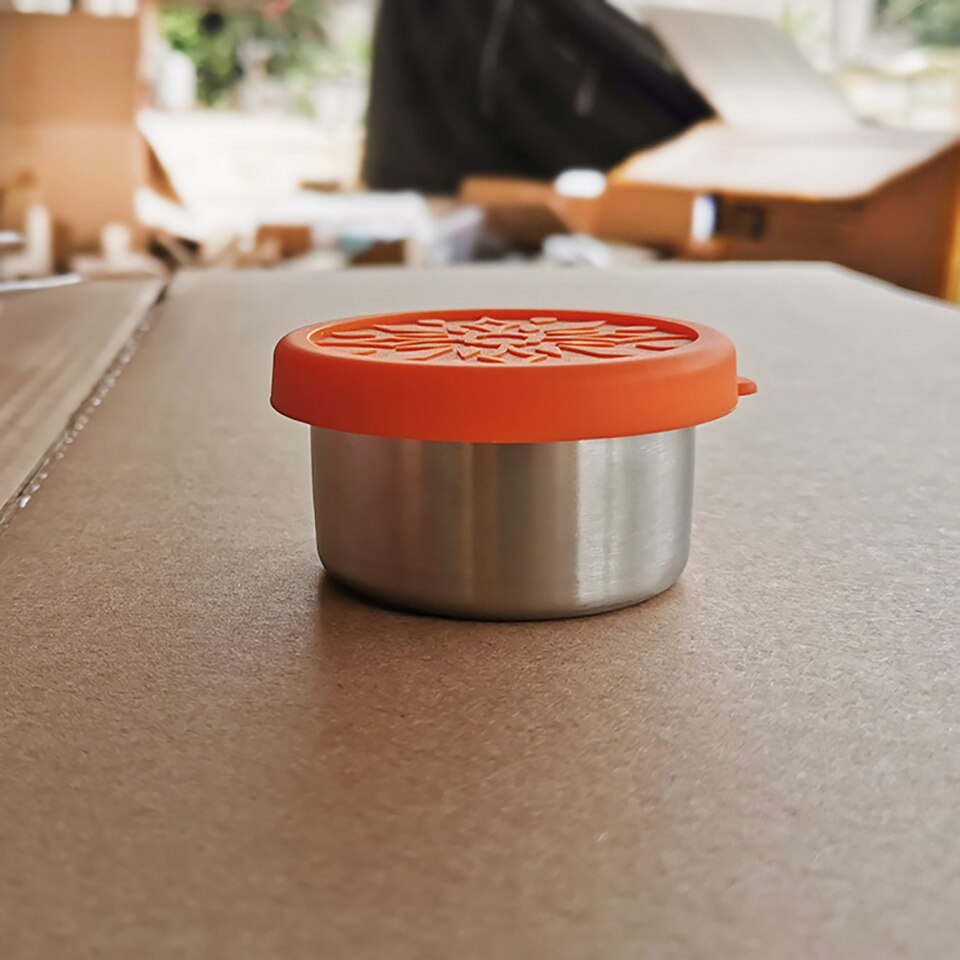 2PCS Portable Mini Sauce Storage Containers with Lid Stainless Steel Dipping Sauce Cups Fits in Bento Box For Lunch Salad