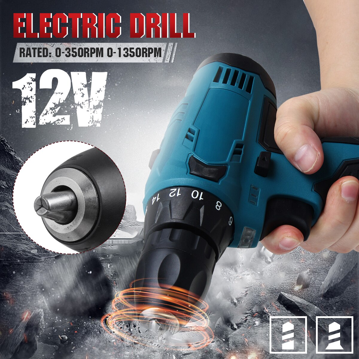 12V 90Nm Mini Electric Drill Screwdriver 2 Speed with LED Light Cordless Drill for Bosch 12V Battery DIY Power Tool