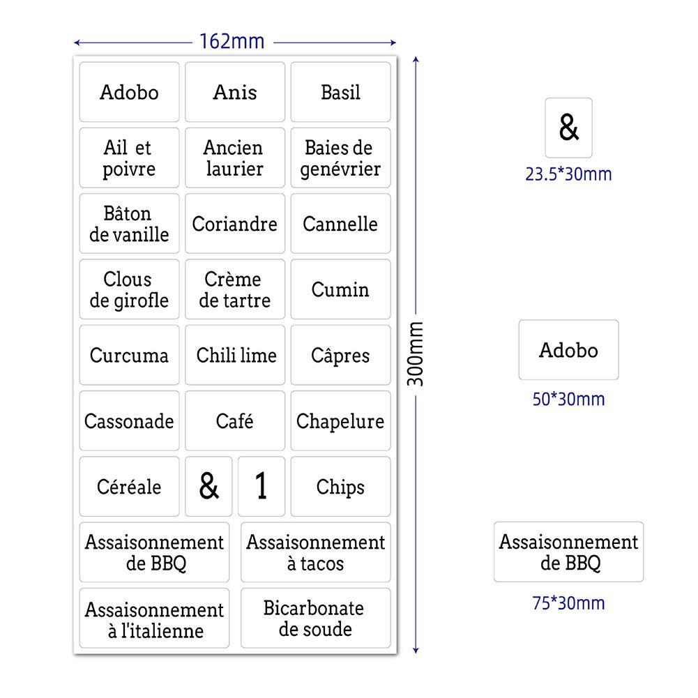 8 sheets Self-Adhesive Transparent Spice Stickers Waterproof Seasoning Preprinted Jam Marks Stickers Pantry Labels Stickers