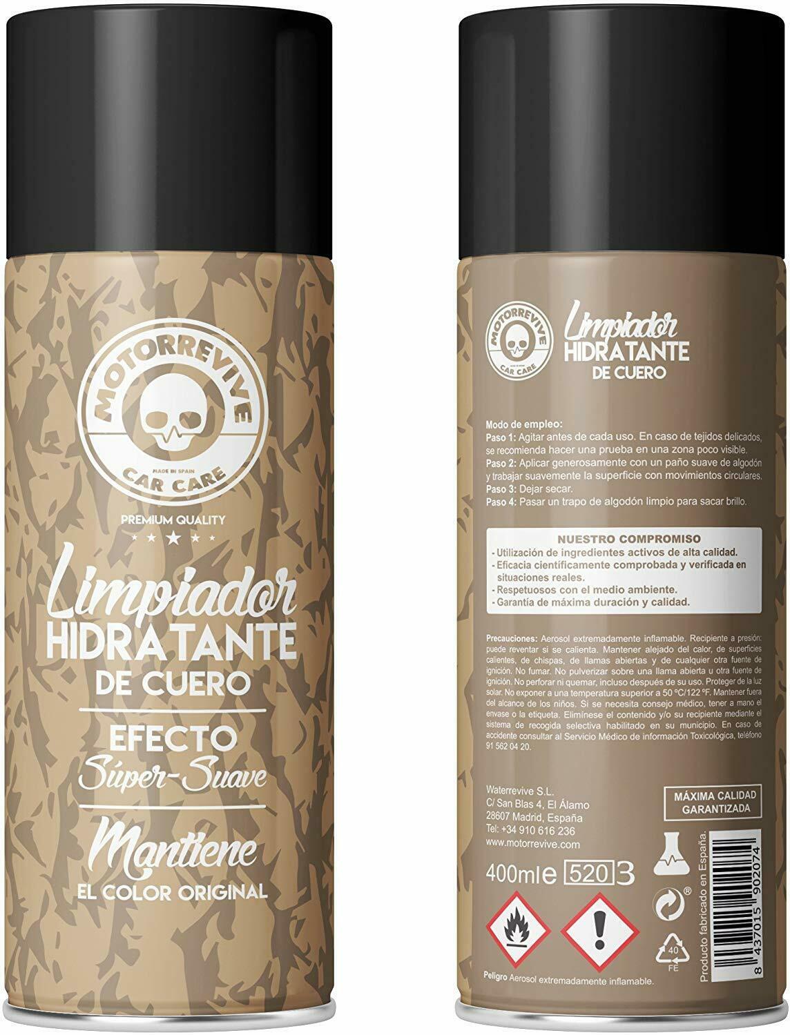 Limpiador Hidratante De Cuero y Piel 400 Ml Motorrevive Gran Ingredientes Activos, Fácil Uso