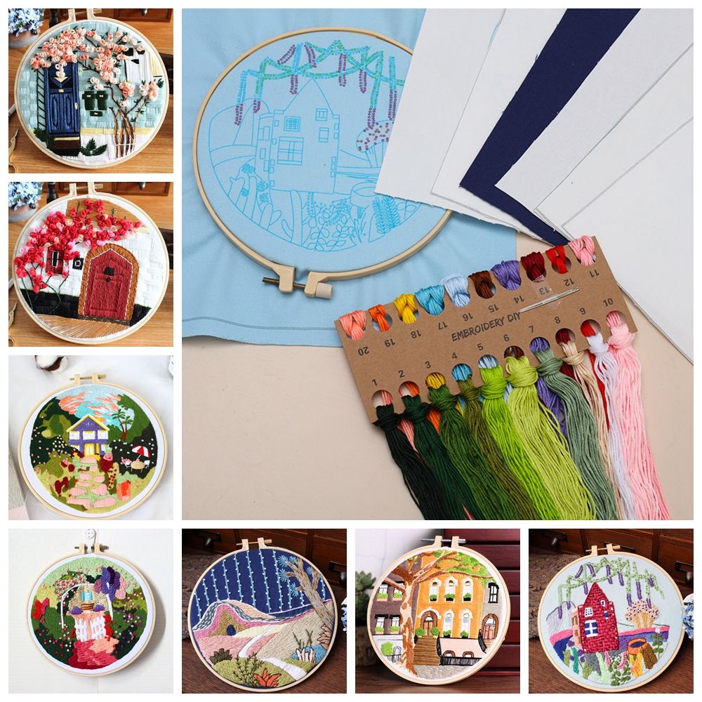 Beginner Landscape Artcraft Home Decor Embroidery Kit Hand Embroidery Embroidery Hoop Cross Stitch