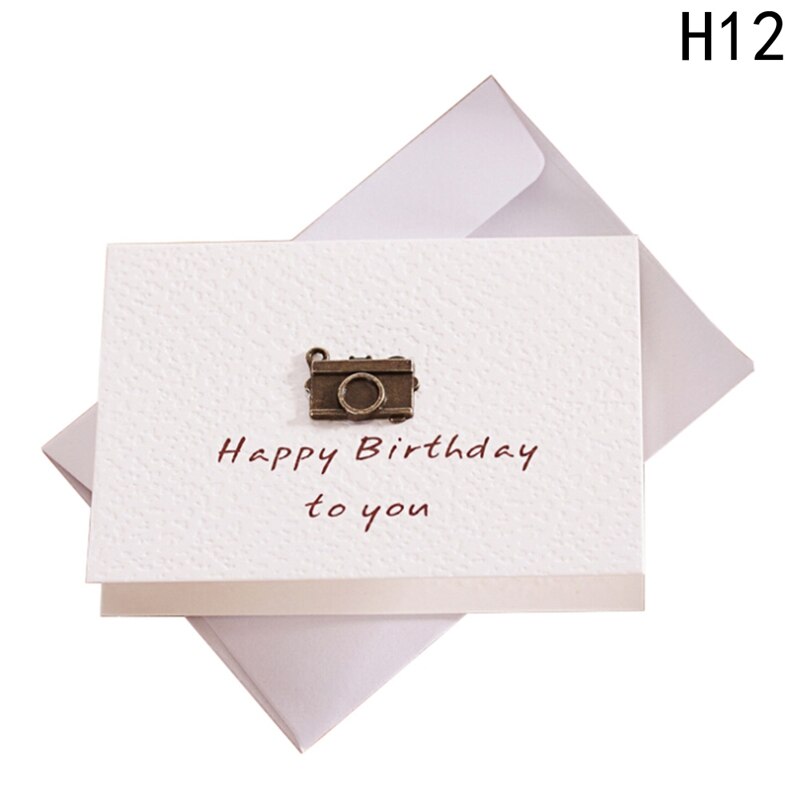 2pcs/set envelope small greeting card birthday card metal three-dimensional thank you card Stationery Set: 12