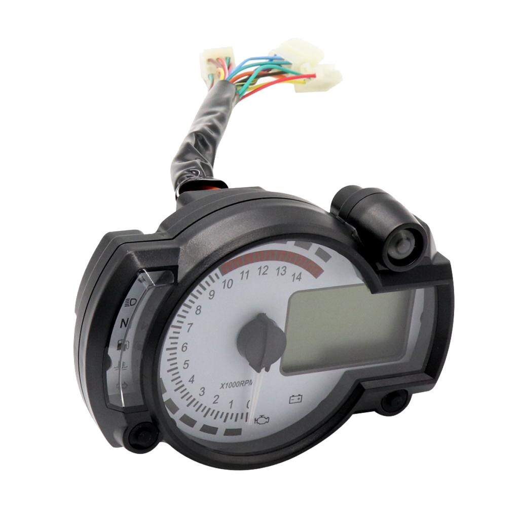 14000 RPM Universal Motorcycle Digital LCD km/h MPH Speedometer Odometer Tachometer Gauge -7 Colors Backlight
