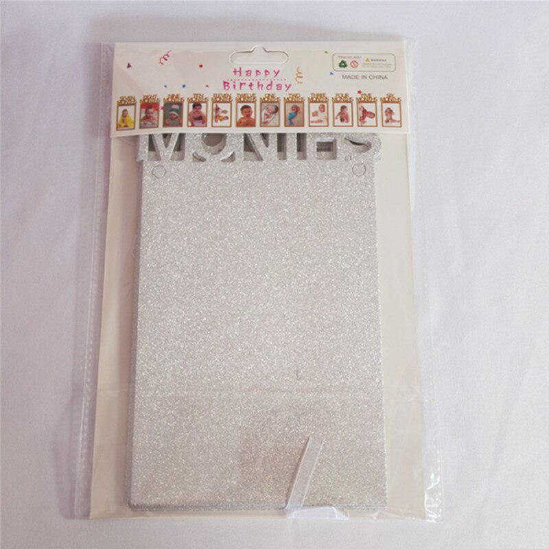 1 Set Happy Baby 1st Birthday Photo Frame Banner for Family First Party Favors Kids Boy Girl Supplies 12 Month Decoration: Glitter paper Silver