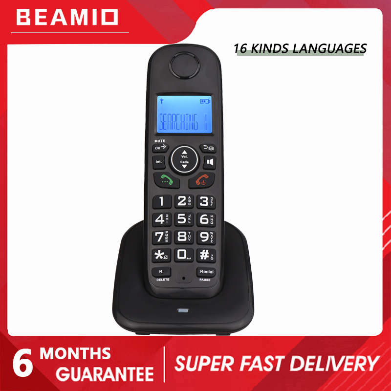 Beamio Wireless Telephone With Multi Language Call ID Handfree Backlight Phone For Home Office Desktop Black
