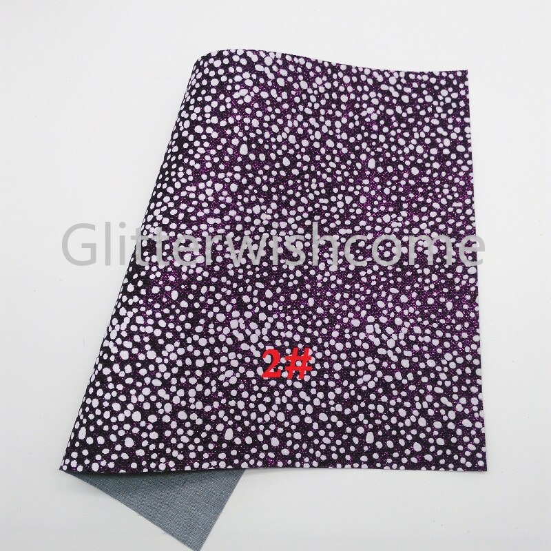 Vinilo de tamaño A4 de 21X29 CM Glitterwishcome para lazos impresos puntos de cuero brillante Fabirc hojas de cuero de imitación para lazos ¡GM340B