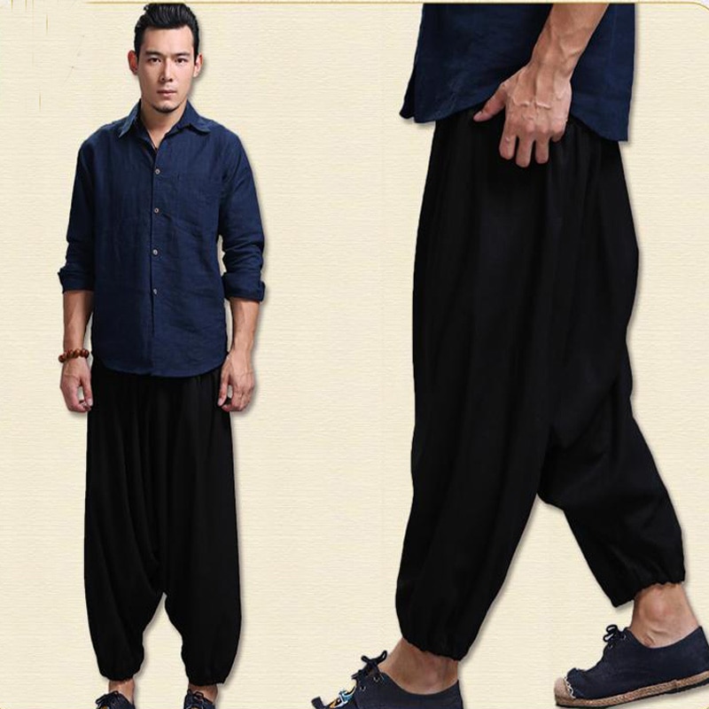 Herr vintage bomullslinne hippy boho aladdin harem ninja byxor vida ben byxor casual nepal herr indiska aladdin byxor xl