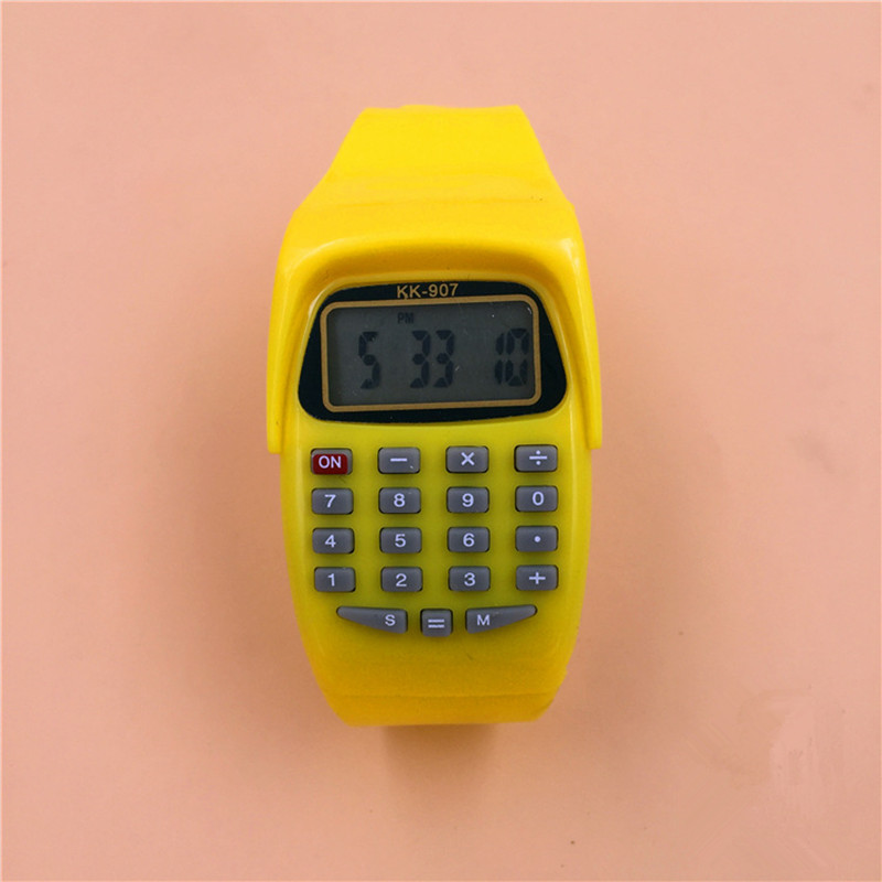LED Calculator Watch Electronic Digital Chronograph Computer Kids Children Boys Girls Sport Rubber Wrist Watches: B