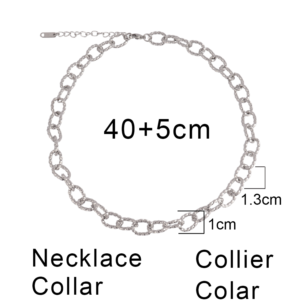 Goudkleurige Dikke Ketting Choker Ketting 316L Roestvrijstalen Halsketting Voor Dames Kettingen Mode Sieraden Feest: Rhodium Plated