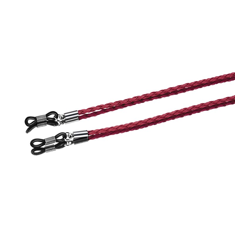 Leather Glasses Neck Strap Colorful Outdoor Sports PU Non-Slip Adjustable End Thick Twist Braid Unisex Eyeglasses Holder: Red