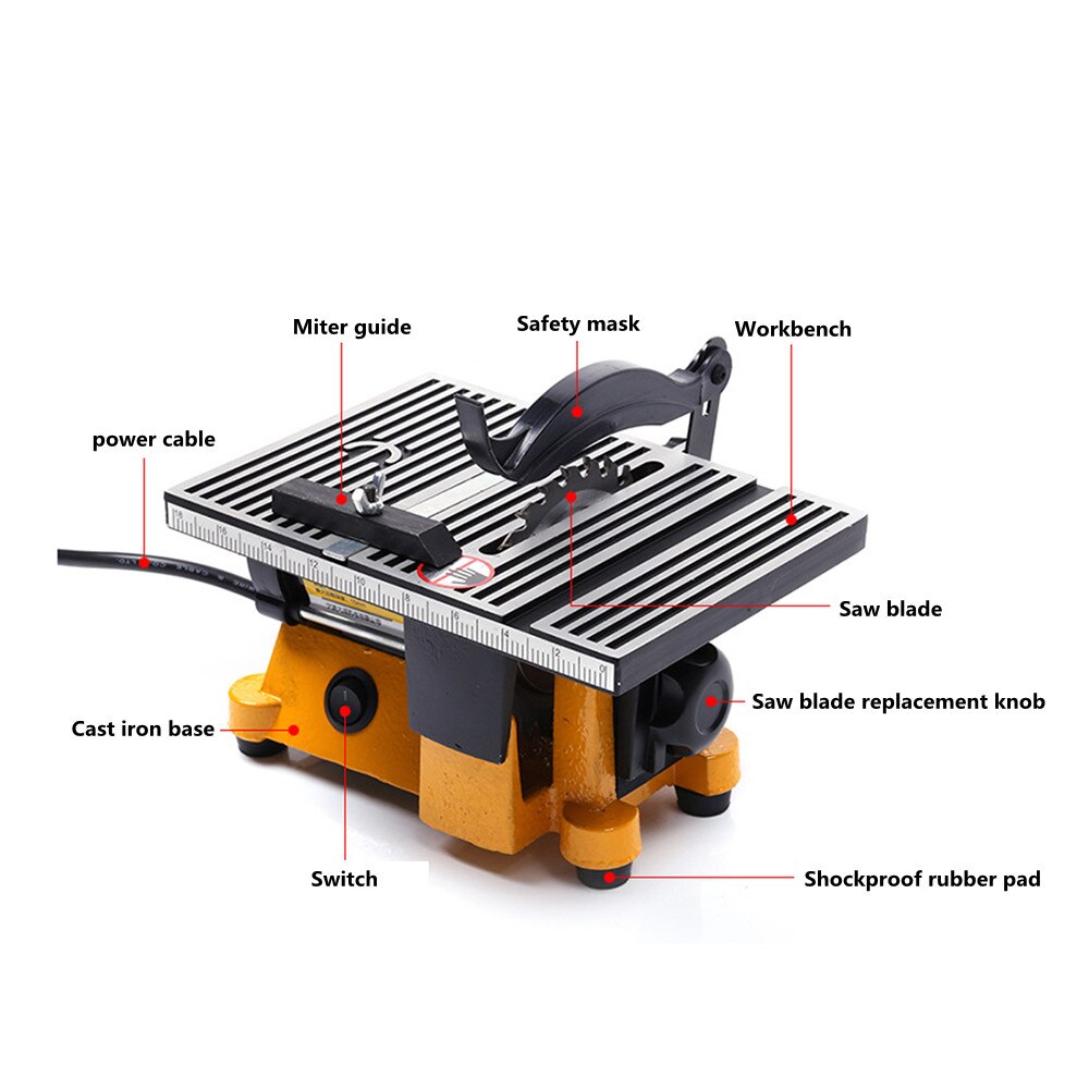 220V multifonction Mini banc scie bois acier verre tuile Machine de découpe bricolage circulaire coupe lame de scie
