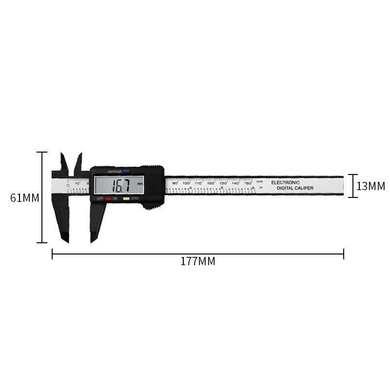 Measuring Tool Strong Plastic Digital Caliper 6 &quot;150mm Messschieber paquimetro measuring instrument Vernier Calipers: Black silver 0-150mm