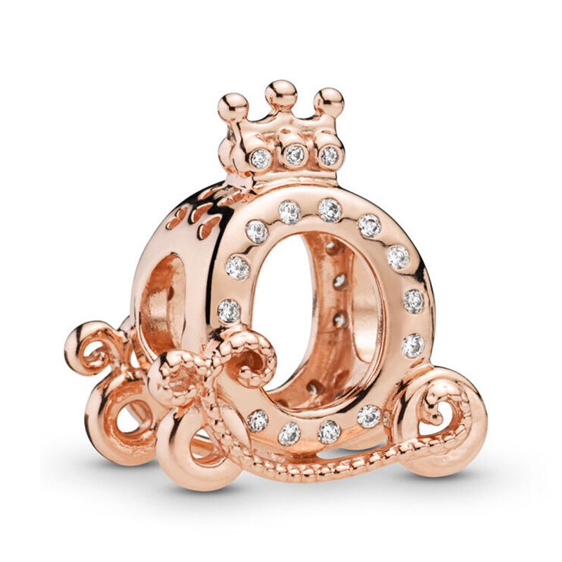 Echt 925 Sterling Zilveren Kralen Rose Shining Crown Carriage Charm Fit Pan Vrouwen Armband Diy Sieraden