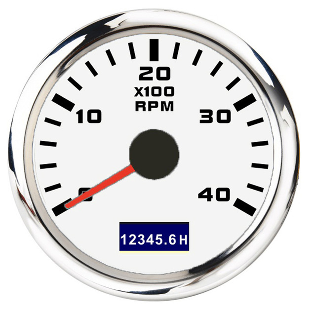 Tachymètre de bateau 52mm, 3000/4000/6000/7000/8000RPM, compteur de tachymètre, rétro-éclairage rouge, avec écran LCD, capteur de tachymètre: 4000RPM WS