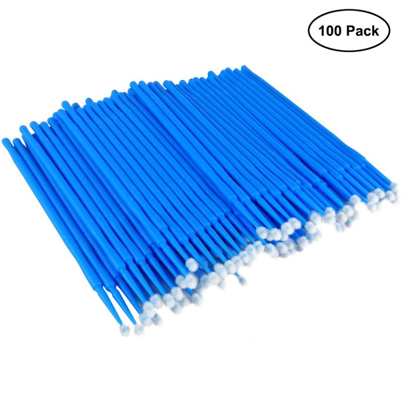 100pcs 2.5mm Disposable Micro Applicator For Automotive Paint Chip Repair Car Gap Cleaning Blue