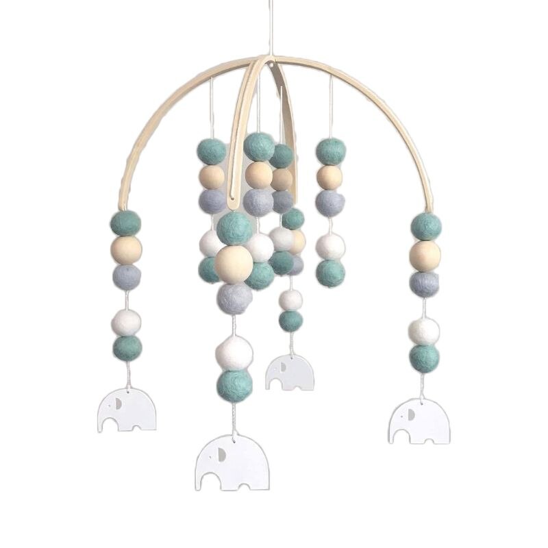 Ootdty babyuldskugler træperler mobile rangler sengeklokke vindklokke legetøj børn børneværelse hængende dekorationer: Elefanter