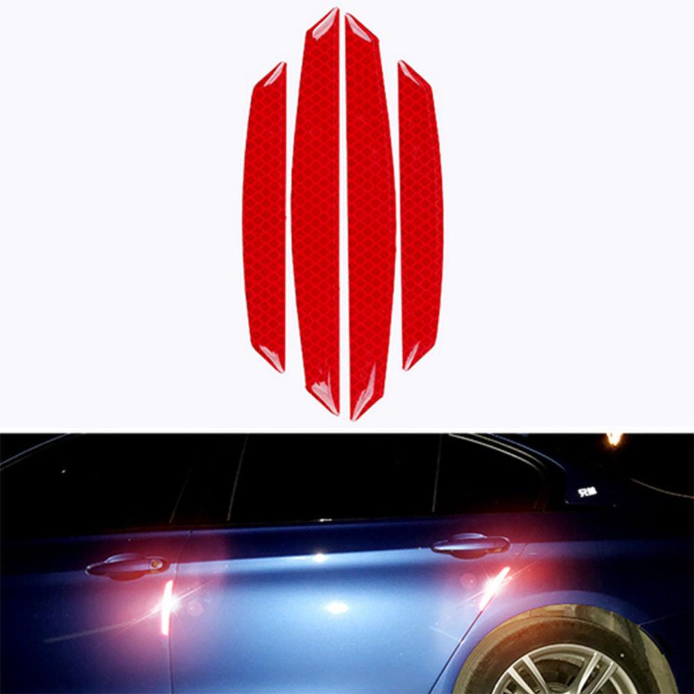 Eidran 4 stk reflekterende autodørkantbeskytter anti-kollisionsbeskyttelses klistermærke: Rød
