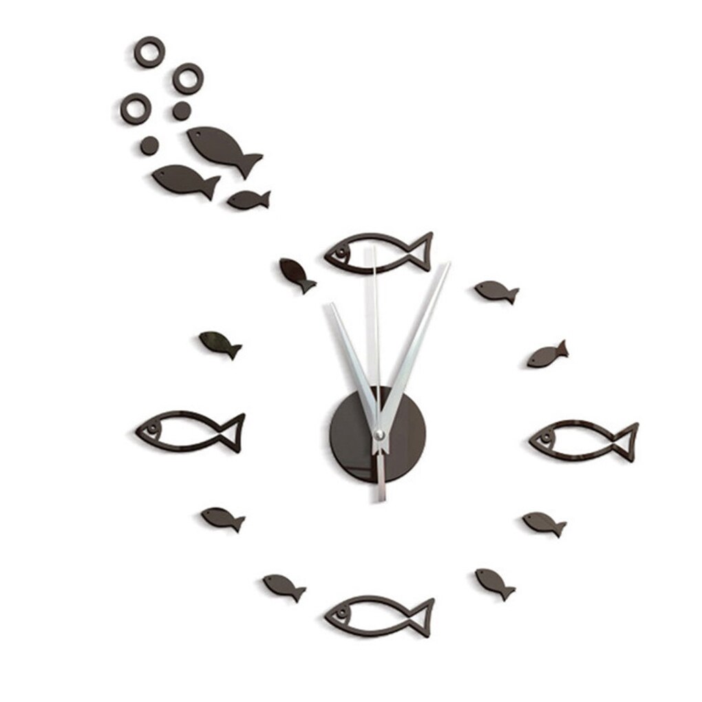 Acrylic Mirror Wall Clock Sticker Set 3D Fish wall clock Home Decor Poster Decals Poster Paster Decor Kitchen Living Drawing: NO.3