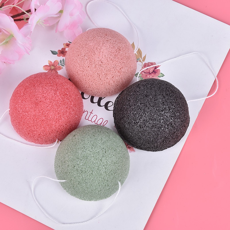 Konjac-esponja de carbón de bambú Natural, esponja de limpieza, maquillaje, herramienta de limpieza Facial, belleza suave, esencial, Konnyaku, 1 Uds.