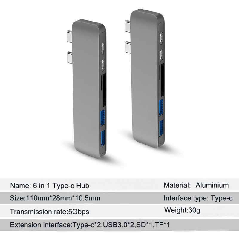 Easya Lyn 3 adapter dobbel usb type c hub Brygge til usb 3.0 tf/ sd kortleser pd data til macbook pro/luft usb-c