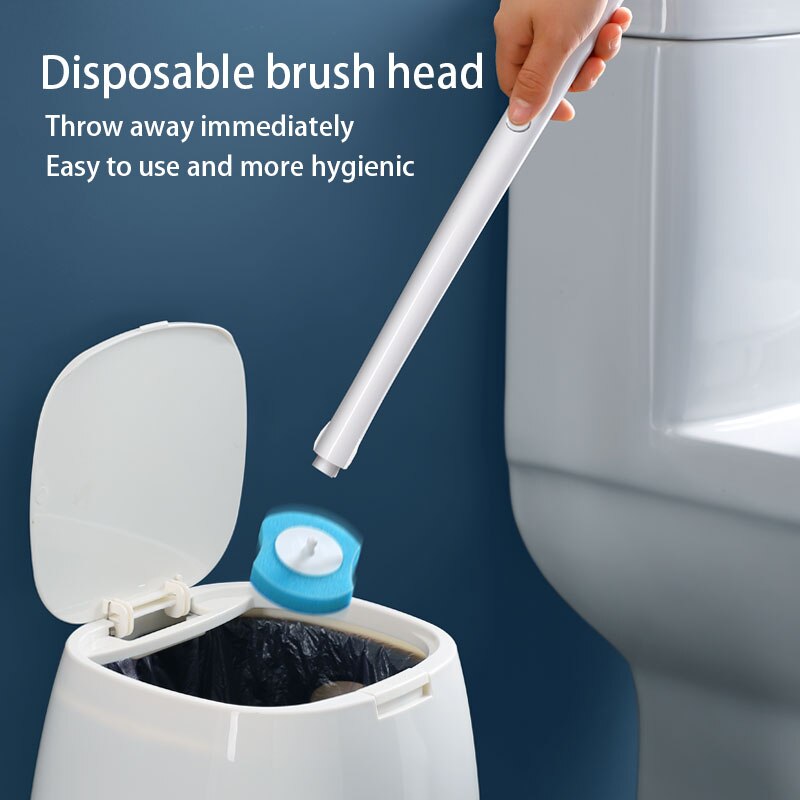Escobilla para inodoro desechable, herramientas de limpieza sin ángulo muerto, cepillo limpiador de mango largo para el hogar, accesorios de baño para inodoro