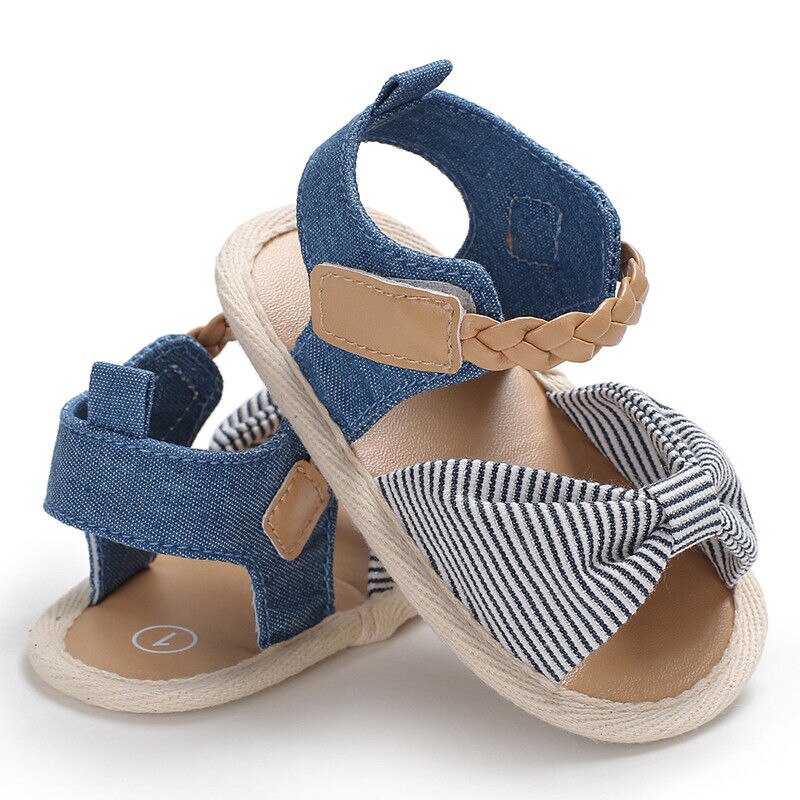 Peuter Meisje Baby Boog-Knoop Sandalen Zomer Canvas Baby Schoenen Prewalker 0-18M