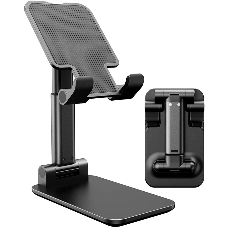 Support portatif et pliable pour téléphone portable, porte tablette à emmener partout au bureau, permet de tenir votre smartphone iPhone en libérant vos mains, pour regarder des vidéos ou faire des visioconférences,: Black
