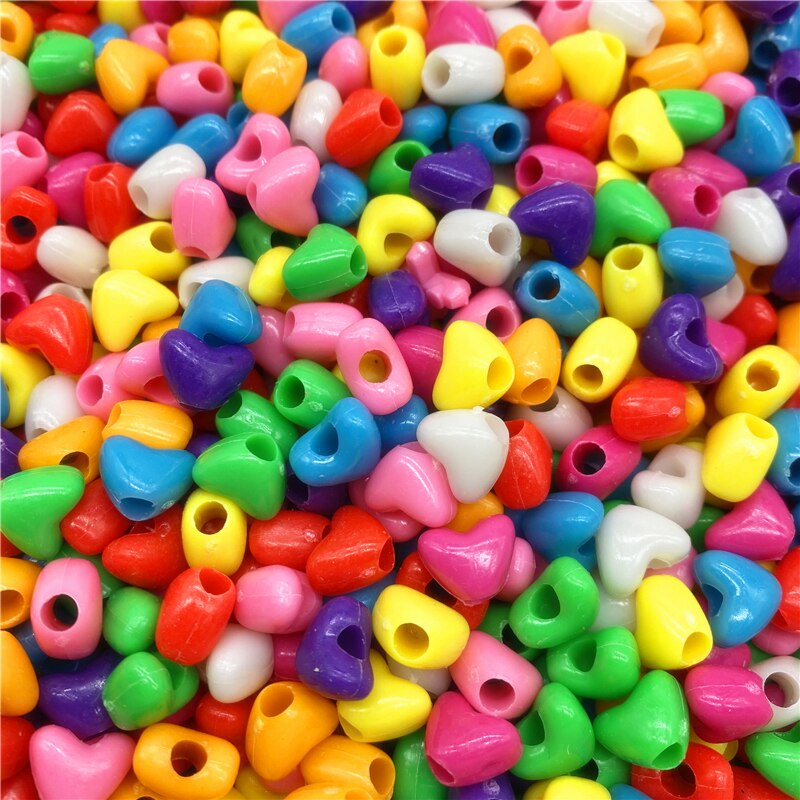 50 stk 10mm store hul akrylperler hjerteformede perler med mellemrum til smykkefremstilling gør-det-selv charms armbånd halskæde tilbehør