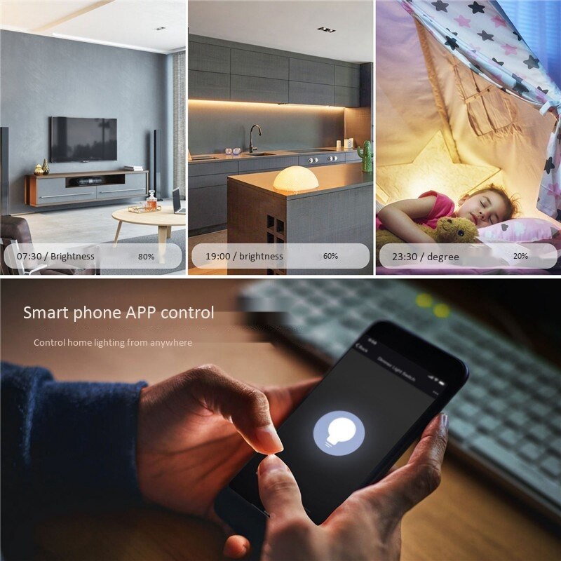 Variateur de lumière LED WiFi intelligent ABSF pour interrupteur Smart Life/Tuya APP télécommande 1 commutateur, fonctionne pour Alexa ou Google Home