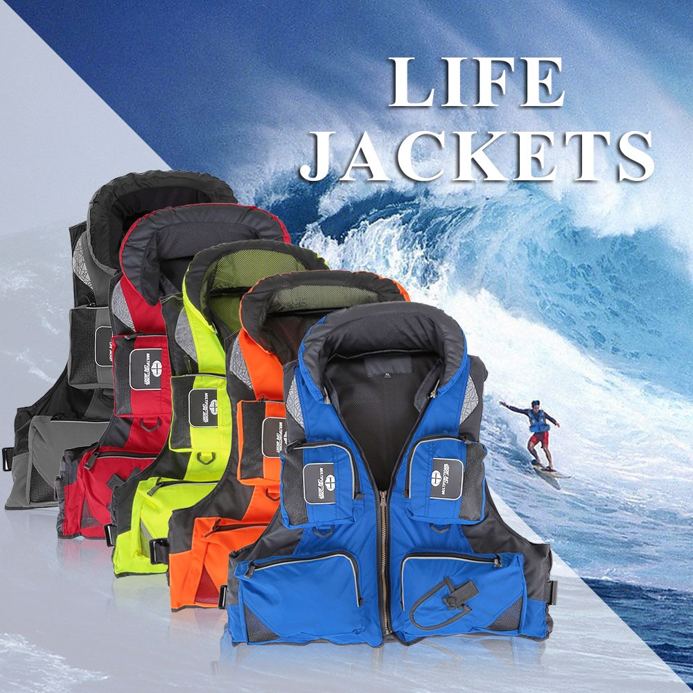 L-XXL Life Jacket Vest Fishing Polyester Adult Safety Life Jacket Survival Life Vest Swimming Boating Drifting