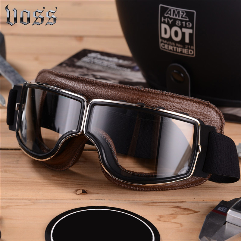 Gafas de cuero de Estilo Vintage para motocicleta, lentes para casco, Jet Retro, novedad