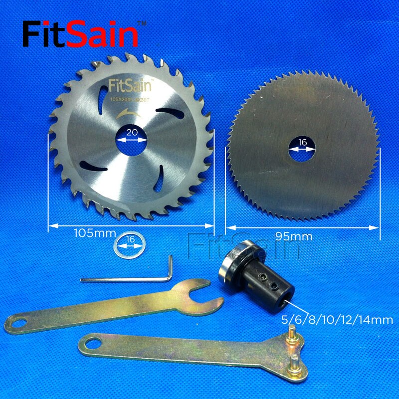 FitSain-4 "Cirkelzaagblad Hout Cutter Snijden Disc Adapter Koppeling Bar Drijfstang Voor Motor As 5/6 /8/10/12/14 Mm